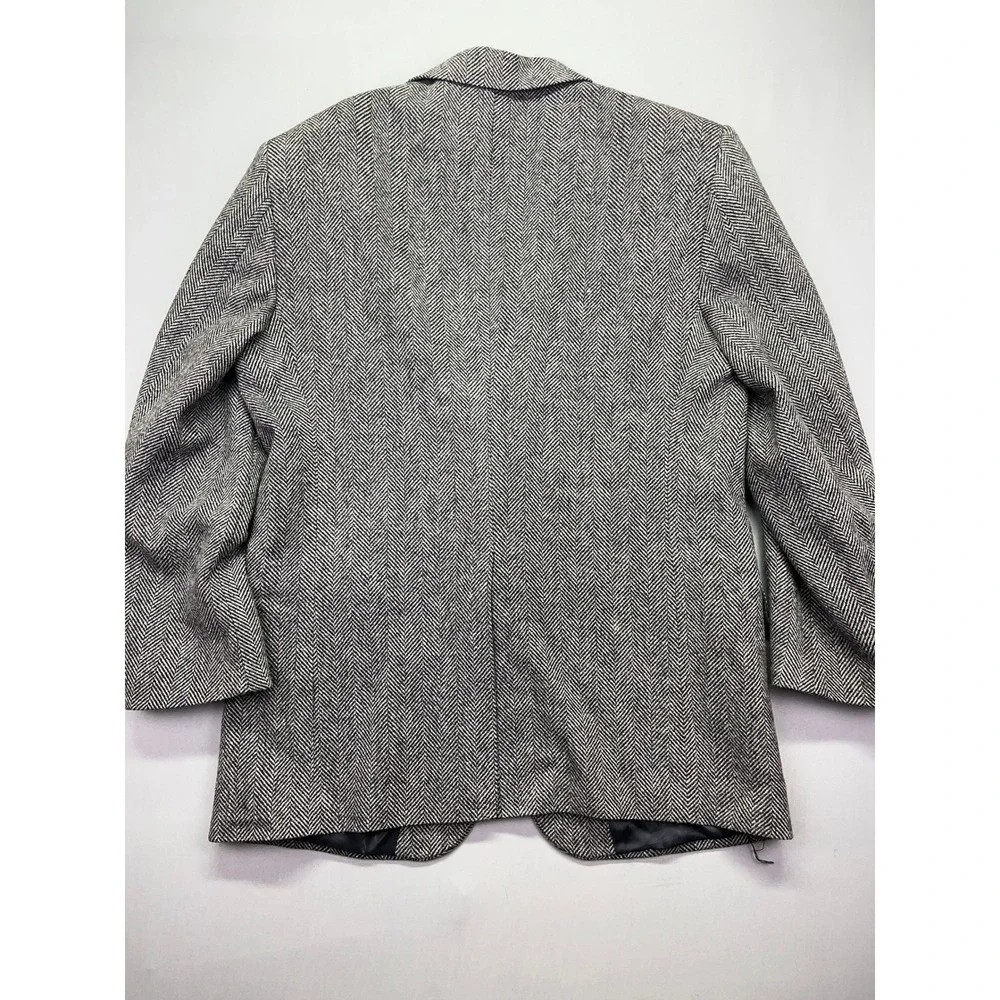 Stanley Blacker Herringbone Blazer Sport Coat Wool‎ Brown Button Front 42L